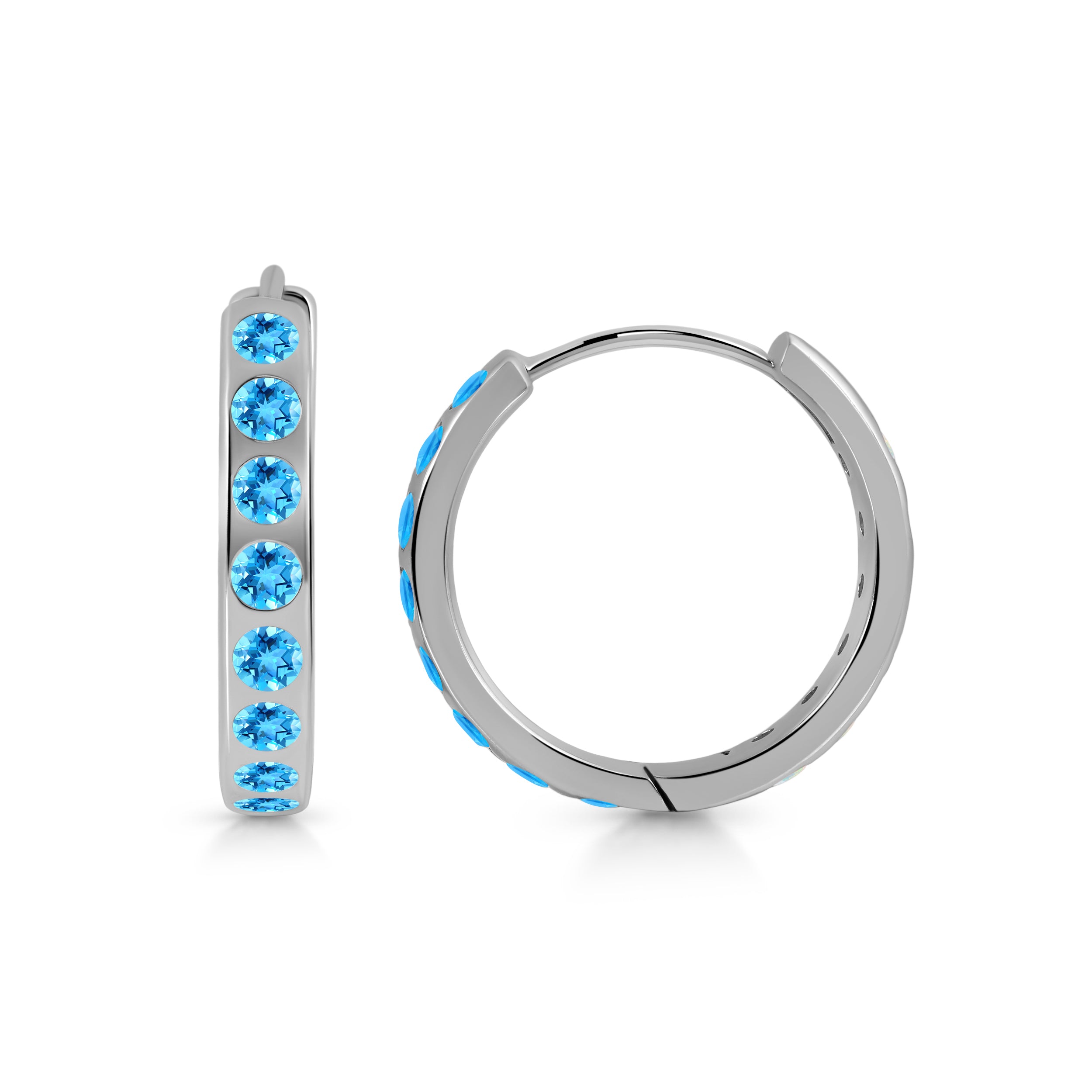 Swiss Blue Topaz Hoop Earring-(SBTZ-SE-1277.)